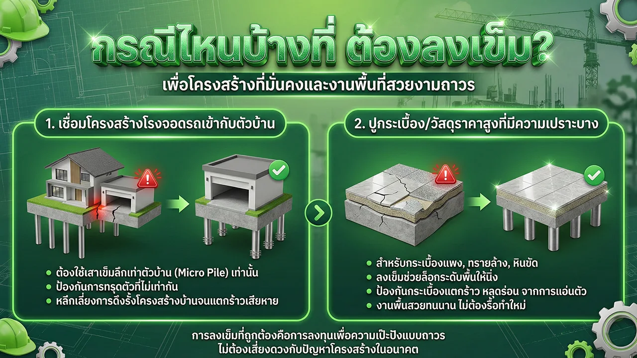 พื้นโรงจอดรถทรุด