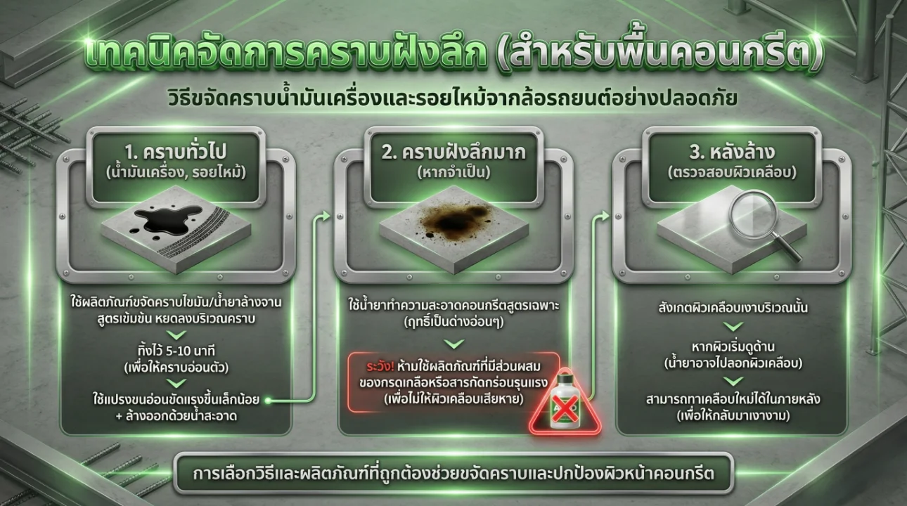 ล้างคราบน้ำมันบนพื้นปูน