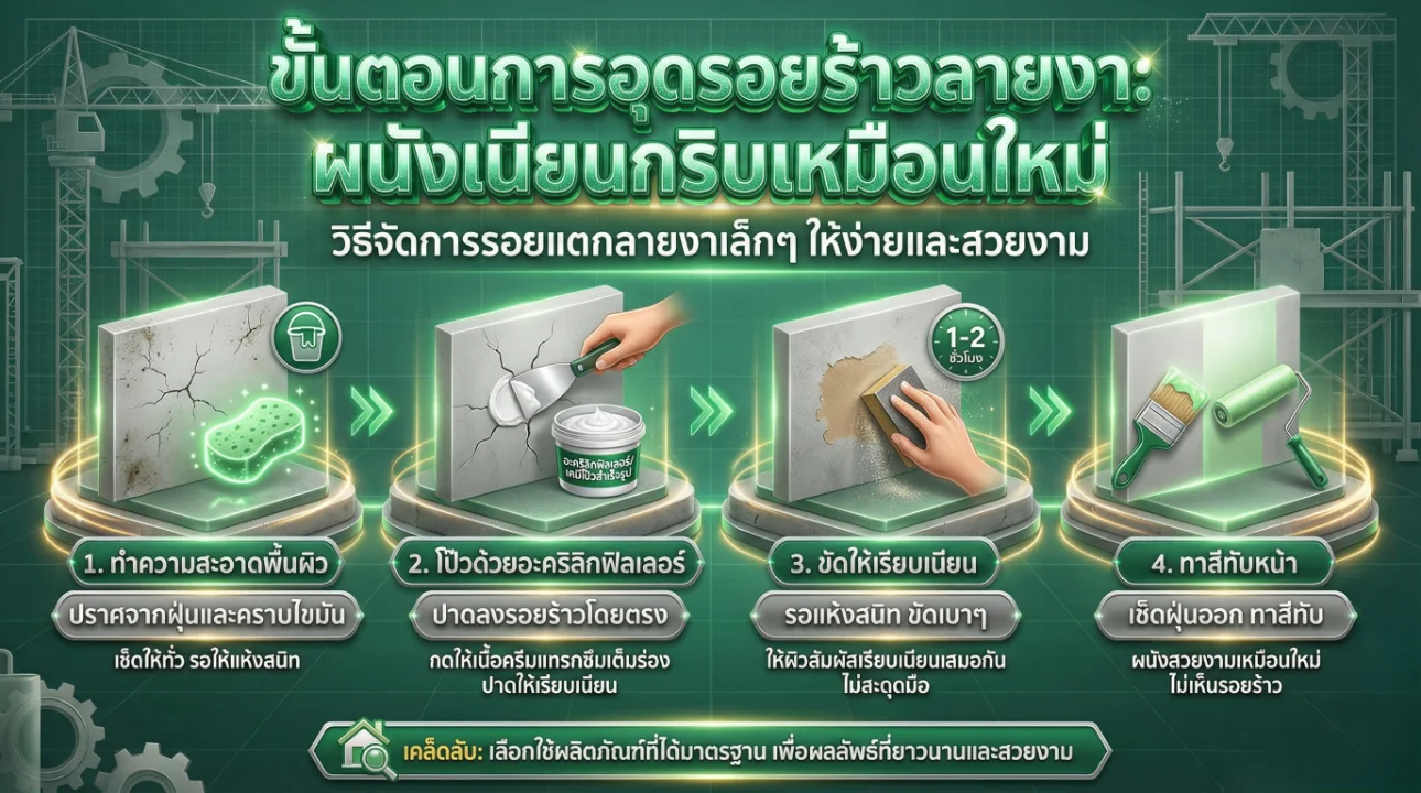 วิธีซ่อมผนังร้าว ลายงา