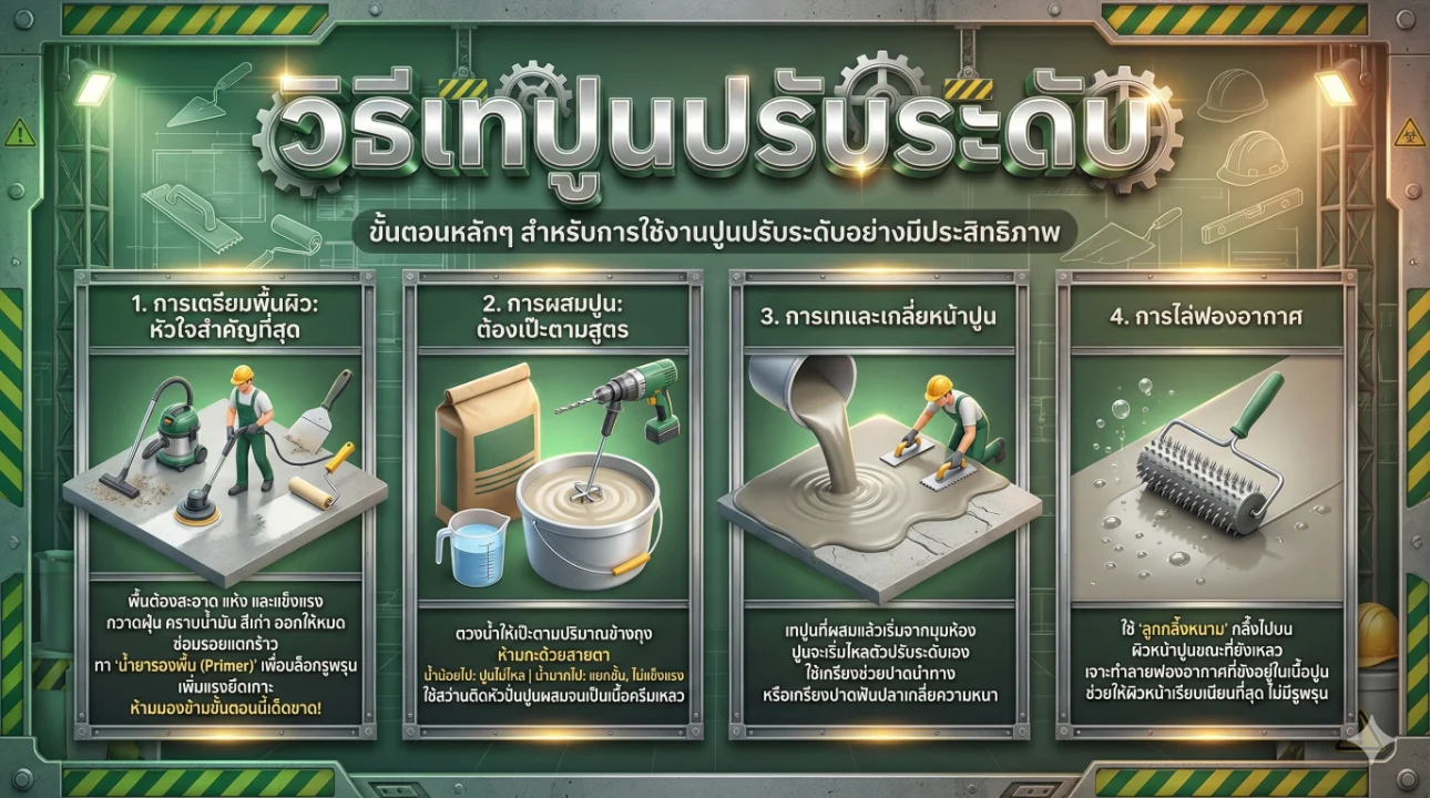 วิธีเทปูนปรับระดับ