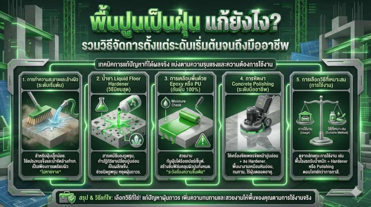 วิธีแก้พื้นปูนเป็นฝุ่น