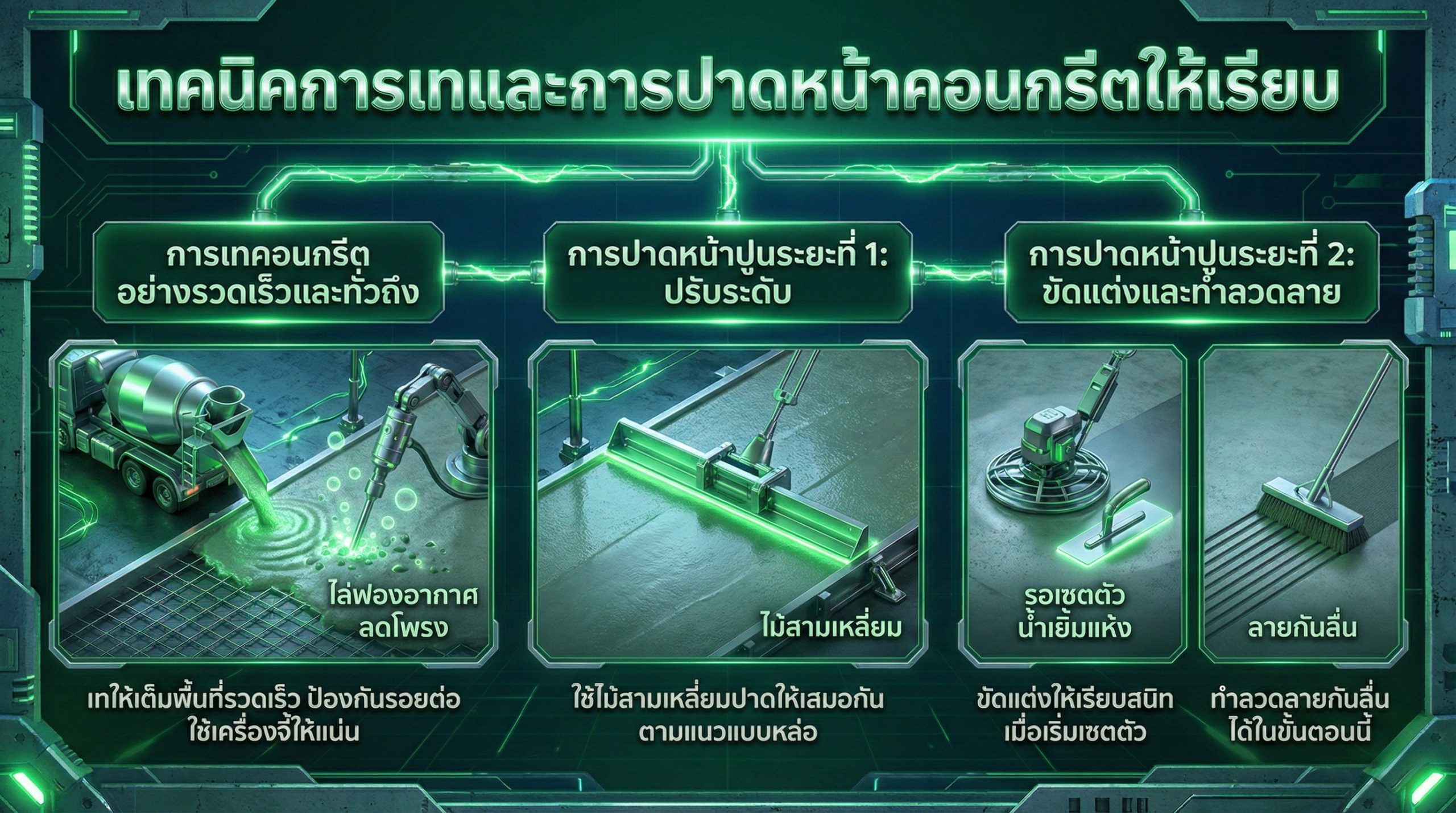 เทคนิคการเทและปาดหน้า เพื่อผิวคอนกรีตที่เรียบเนียนไร้ที่ติ